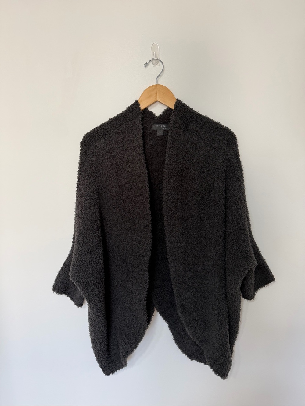 Barefoot Dreams CozyChic Charcoal Open Front Cardigan Wrap Shawl S/M